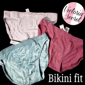 3 NWT Victoria's Secret Women's Bikini Panties - Pink (Mauve) , Blue, Lavender